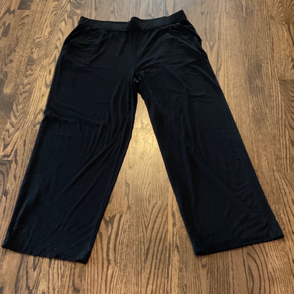 Eileen Fisher Black Pull-on Pants Flowy Style Size XL Made in USA